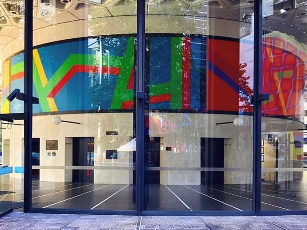 Lift Lobby Elevator Doors BLACK SATIN <BR />ELECTROSTATICALLY SPRAY APPLIED FINISH Australia Square, Sydney